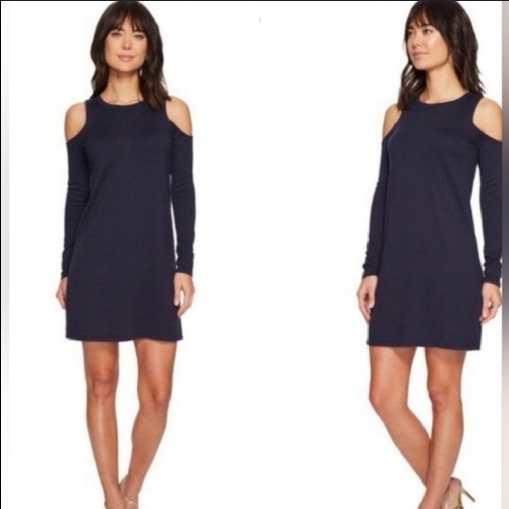 ❤️ LILLY PULITZER NAVY FAIRE COLD SHOULDER SWEATER DRESS, XS